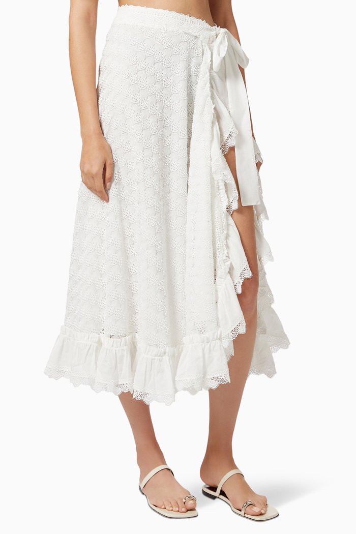 Janeira Skirt in Crochet Knit, White