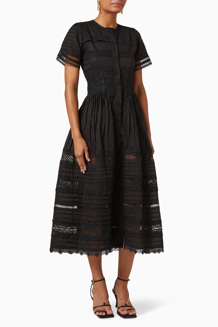 Camilla Dress in Cotton, Black