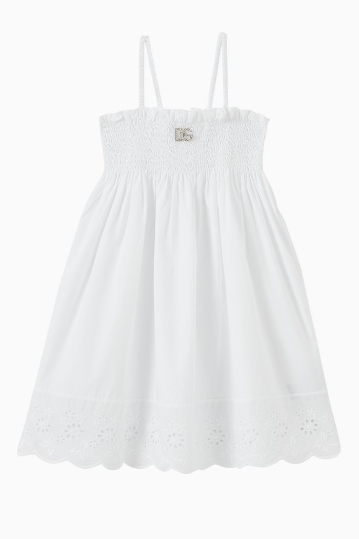 

Sundress with DG Embellished Appliqué in Poplin, White