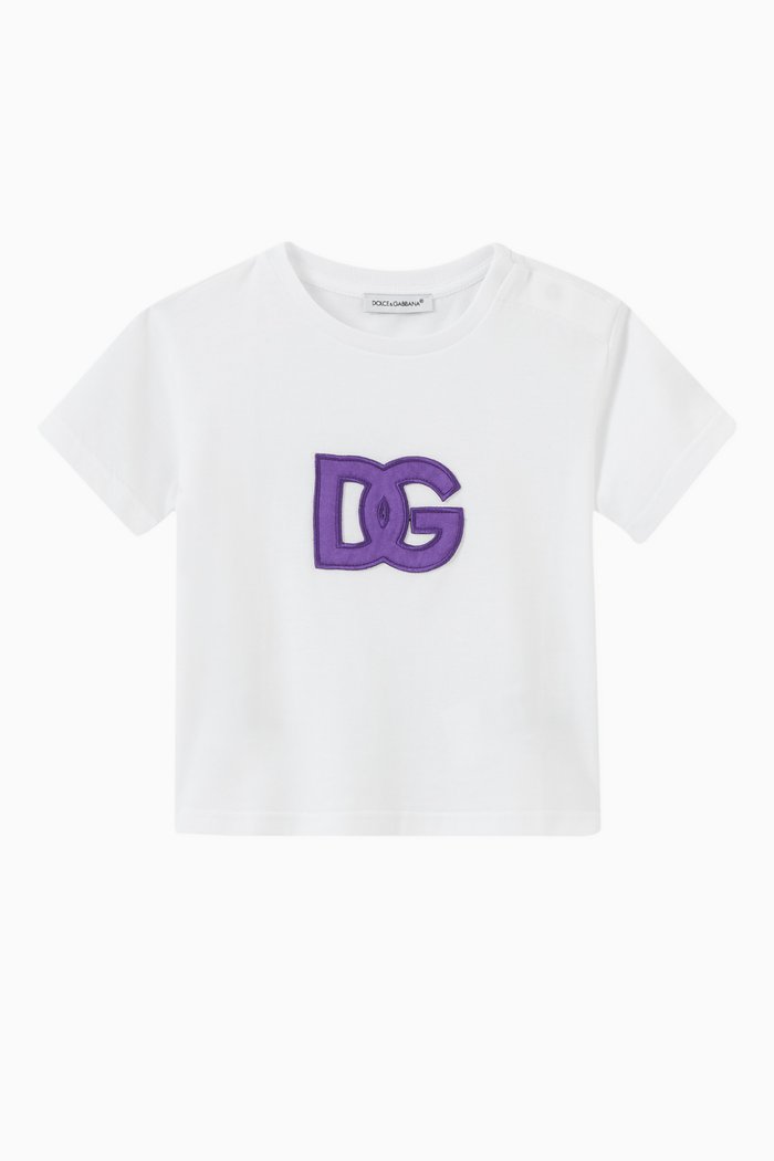 

Satin DG Patch T-shirt in Cotton Jersey, White