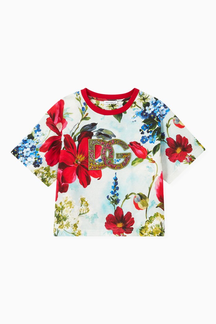 

Garden Print T-shirt in Cotton Jersey, Multicolour