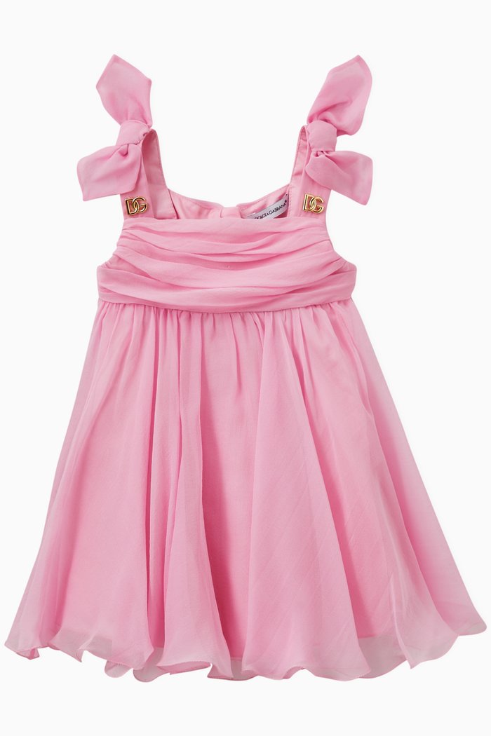 

Metal DG Logo Midi Dress in Chiffon, Pink