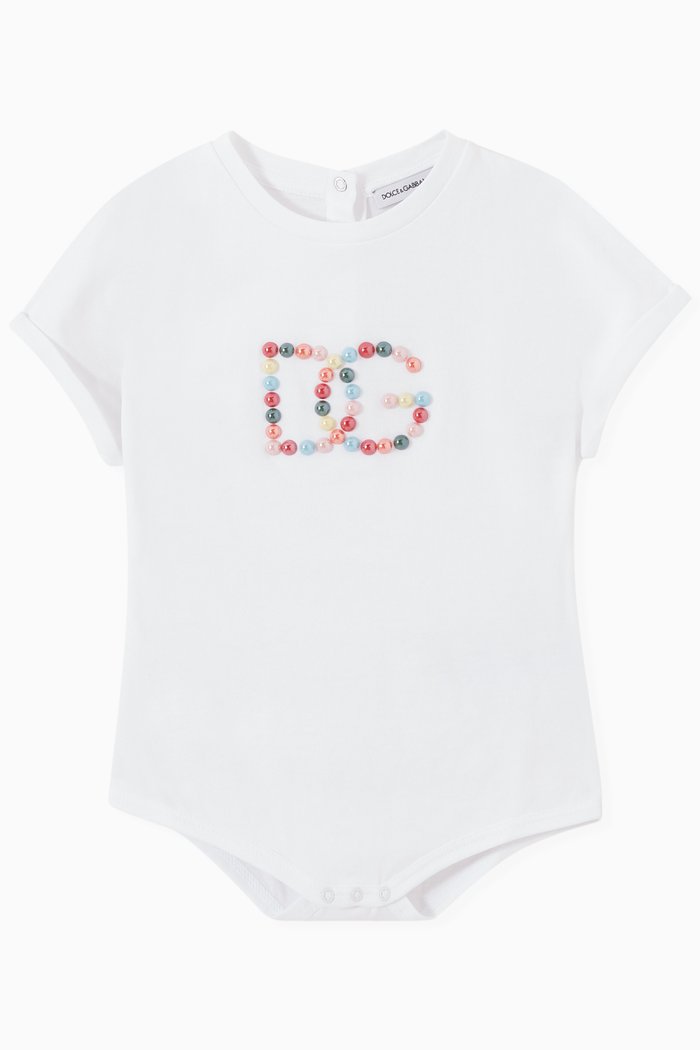 

DG Stud Logo Bodysuit in Cotton, White