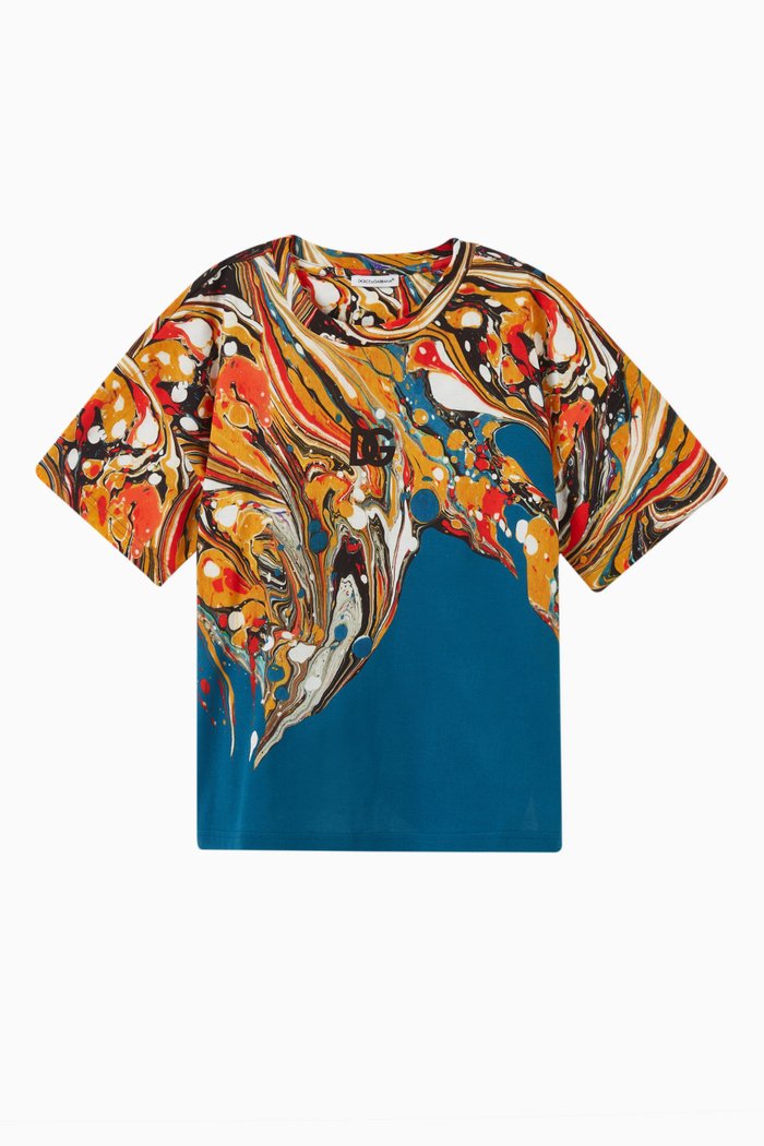 

Marbled Print T-shirt in Cotton, Multicolour