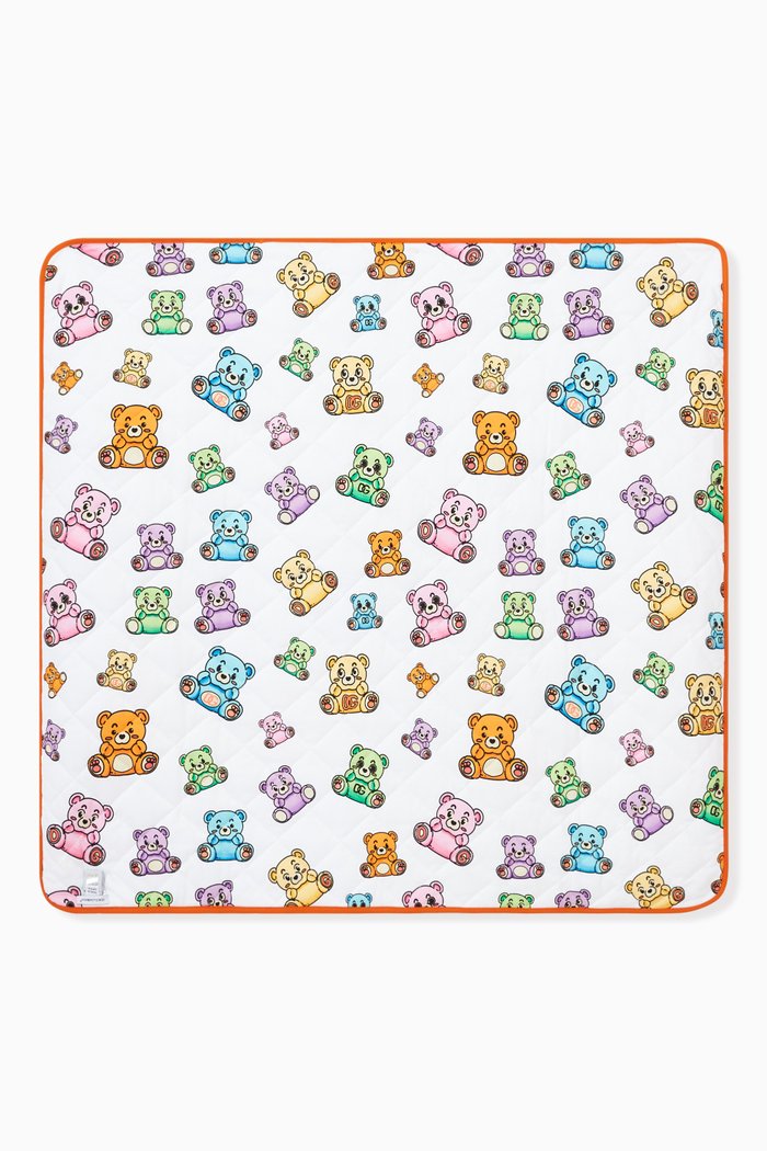 

Teddy Print Blanket in Cotton, White