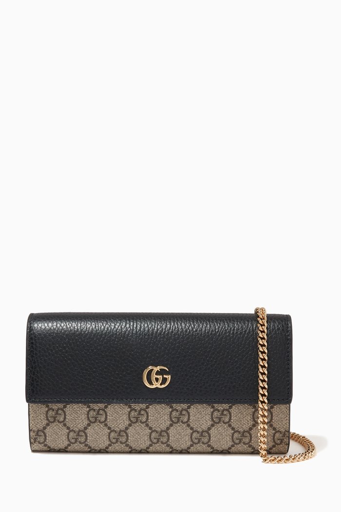 

GG Marmont Chain Wallet in Supreme Canvas, Black