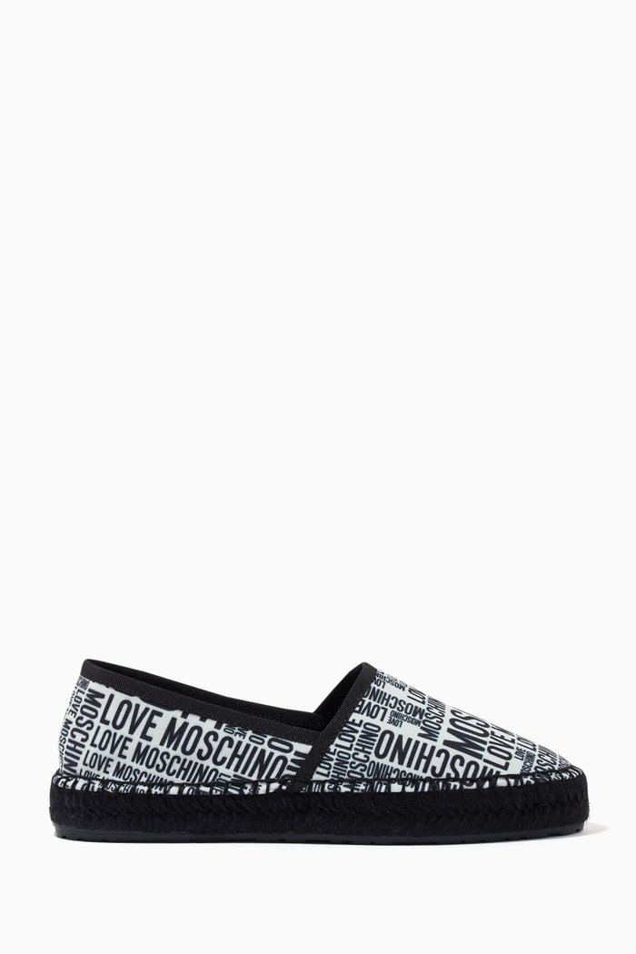 

Espadrilles in All-over Logo Canvas, White