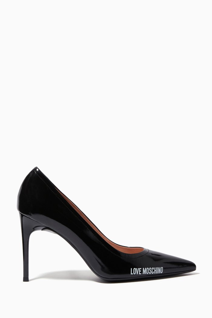 

Logo Pumps 95 in Patent Leather, Black