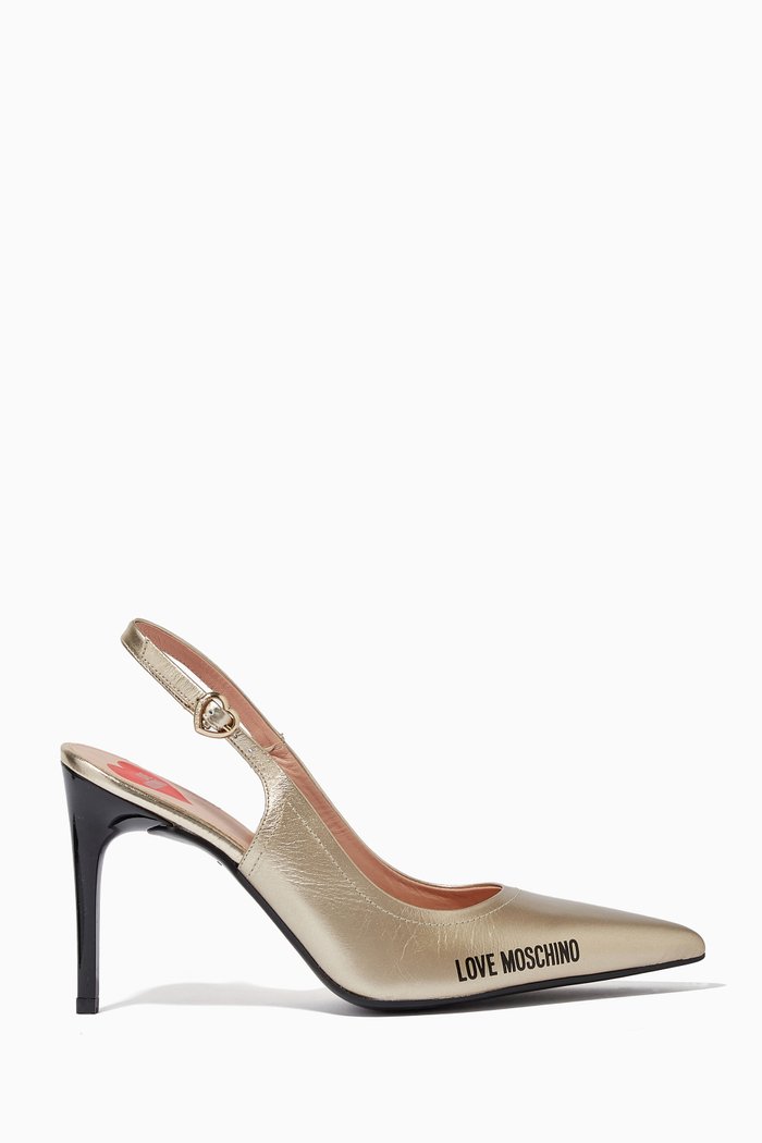 

Logo Slingback Pumps 95 Pumps in Metallic Leather, Gold