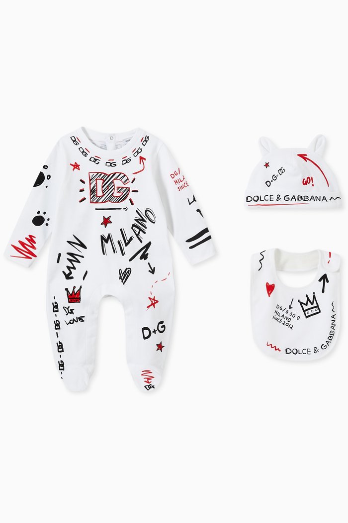 Animalier Pjyamas, Set of Three, White