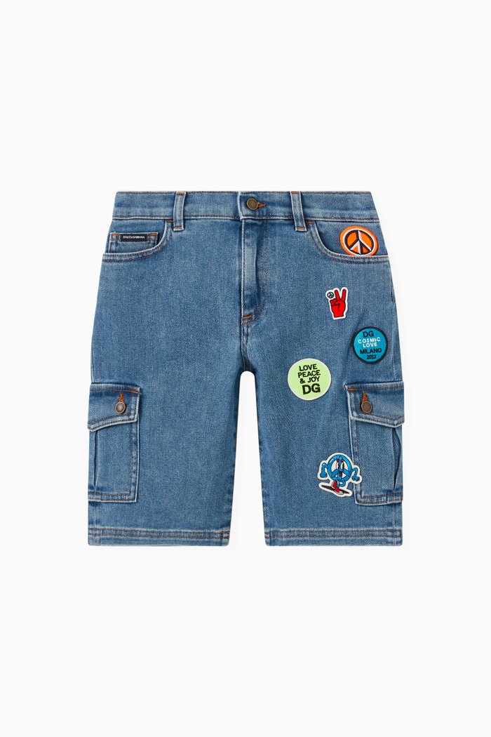 

Patch Denim Shorts, Blue