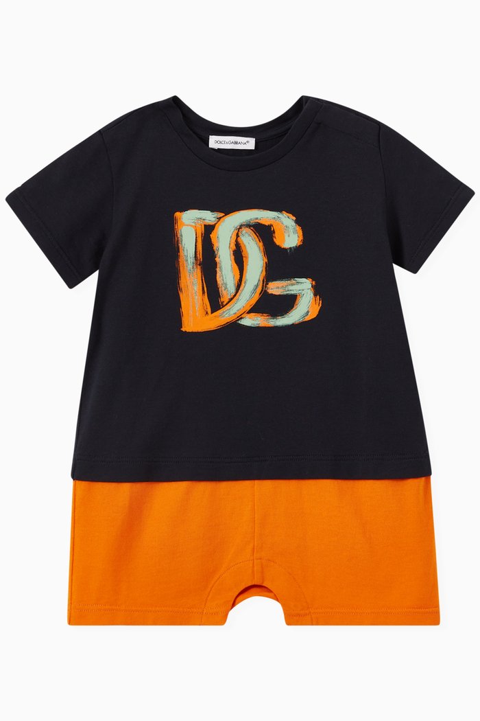 

Logo Print Romper in Cotton, Multicolour