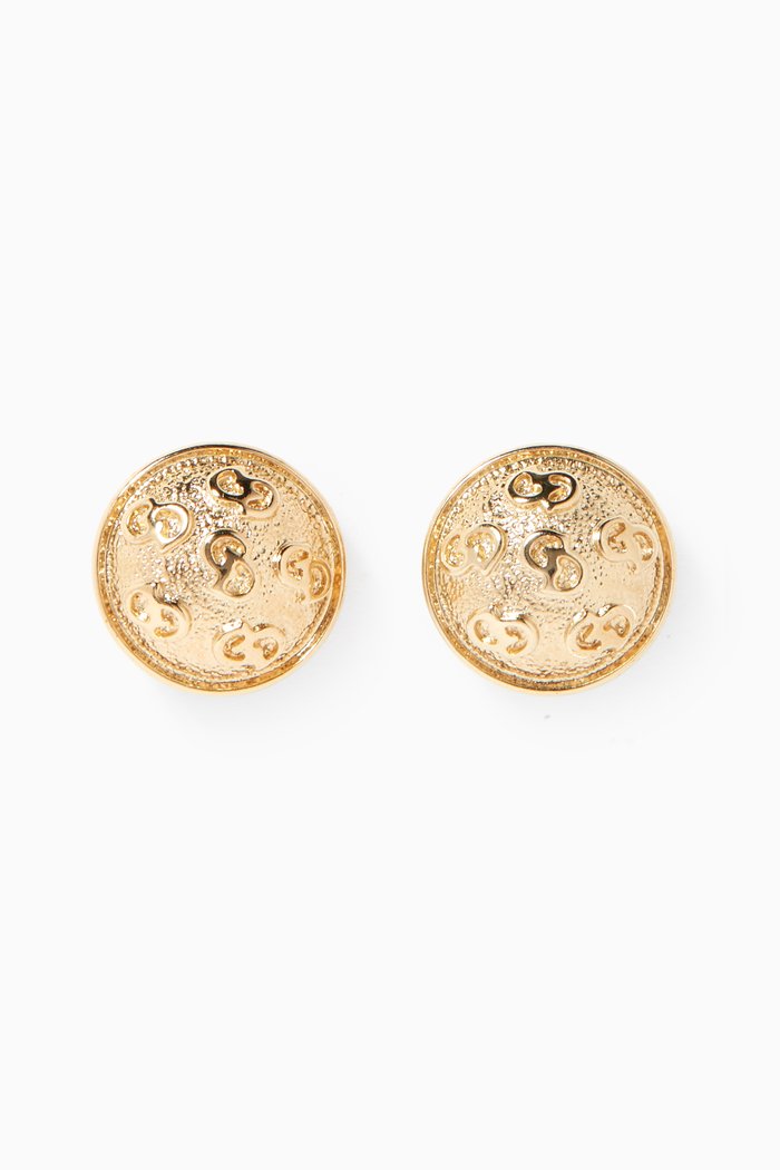 

CC Half Dome Clip Earrings, Gold