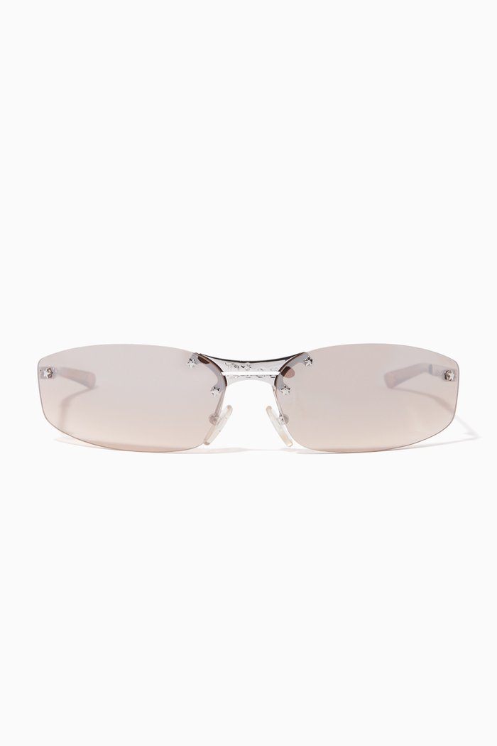 

Rectangular Sunglasses in Metal, Green