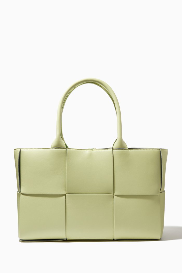 

Small Arco Tote Bag in Intrecciato Leather, Yellow