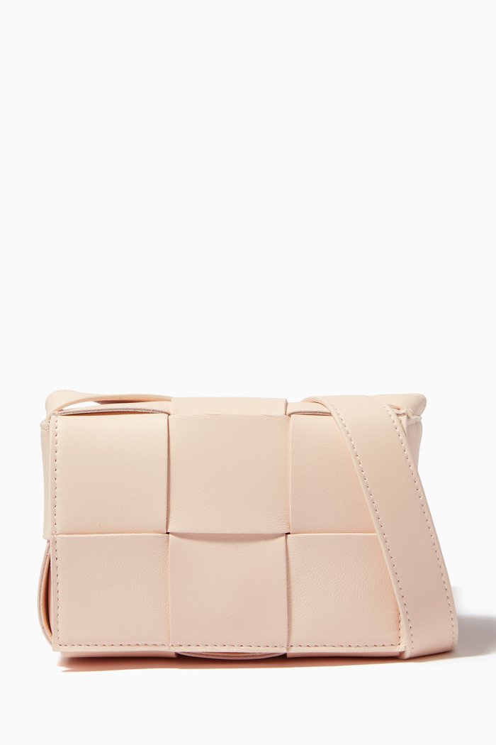 

Mini Cassette Crossbody Bag in Intreccio Nappa, Yellow