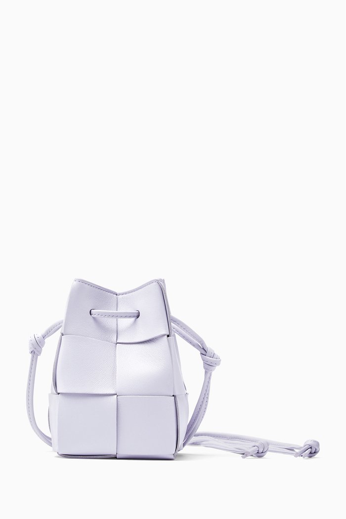 

Mini Cassette Bag in Intrecciato Leather, Pink