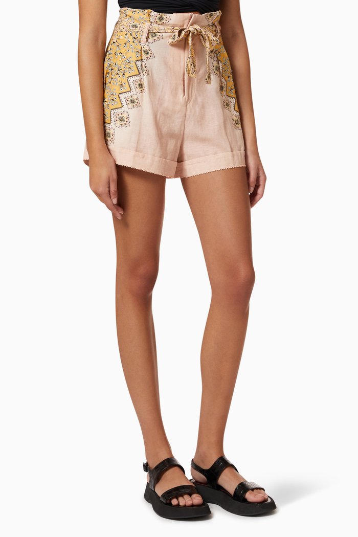 

Addison Paperbag Shorts in Viscose Blend, Pink