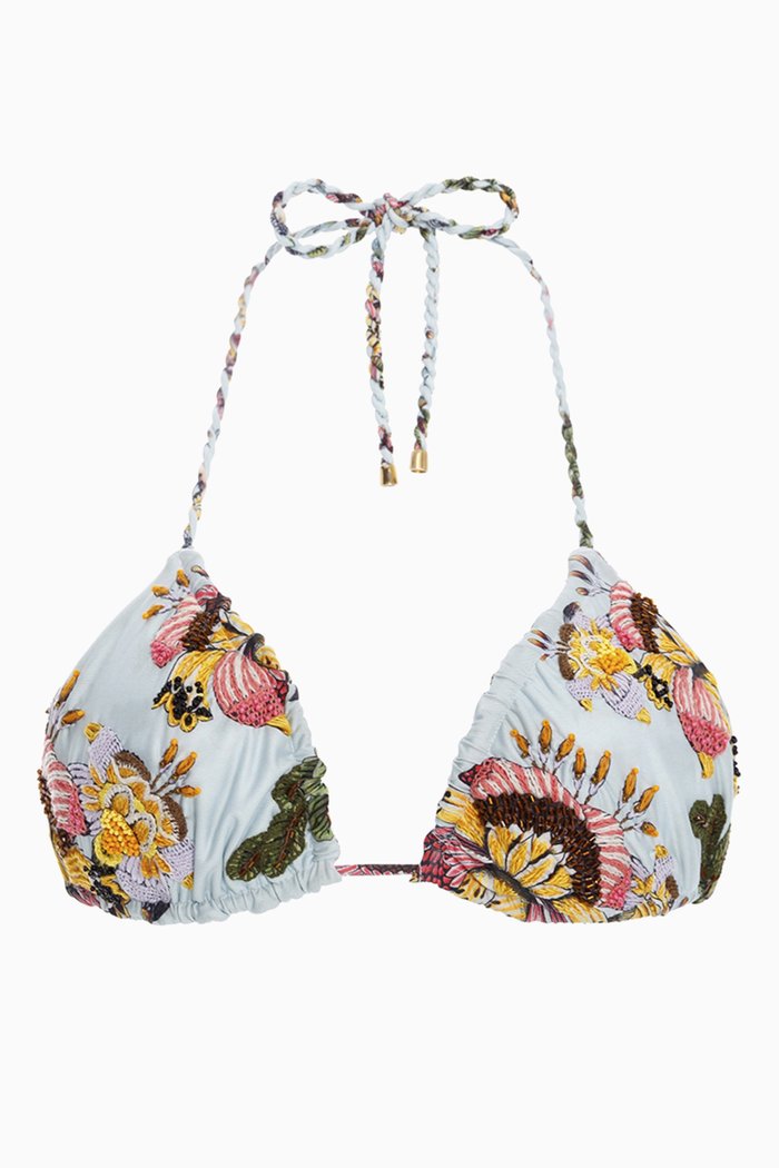

Valle Embellished Eco Bikini Top, Blue