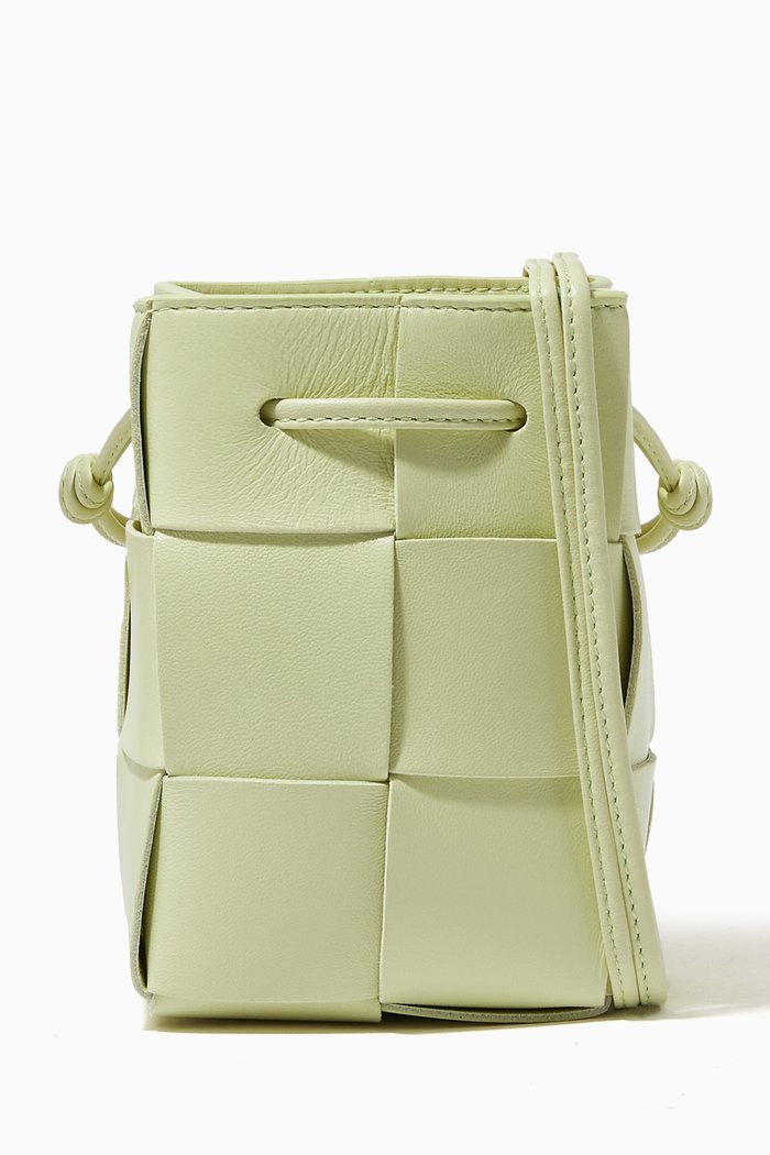 

Mini Cassette Bag in Intrecciato Leather, Yellow