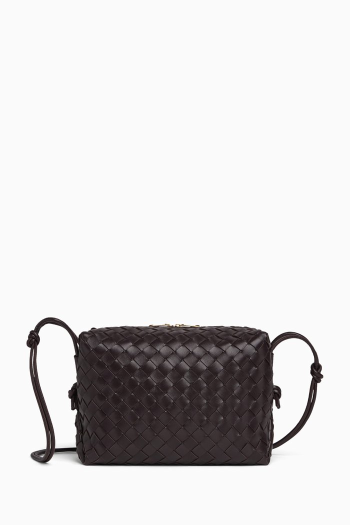 

Loop Small Crossbody Bag in Laminated Intrecciato Nappa, Pink