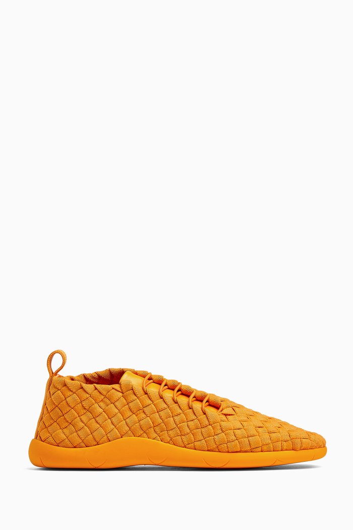 

Sneakers in Elasticated Fabric & Intrecciato Nappa, Orange