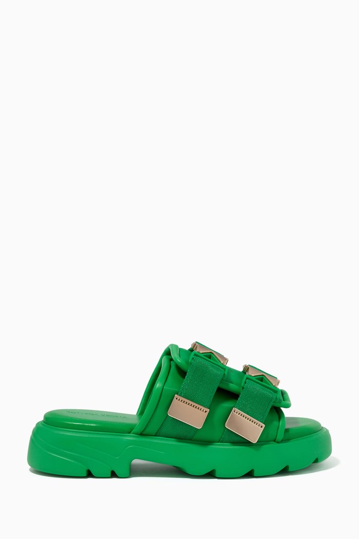 

Flash Flat Sandals in Tech-fabric & Lambskin, Green