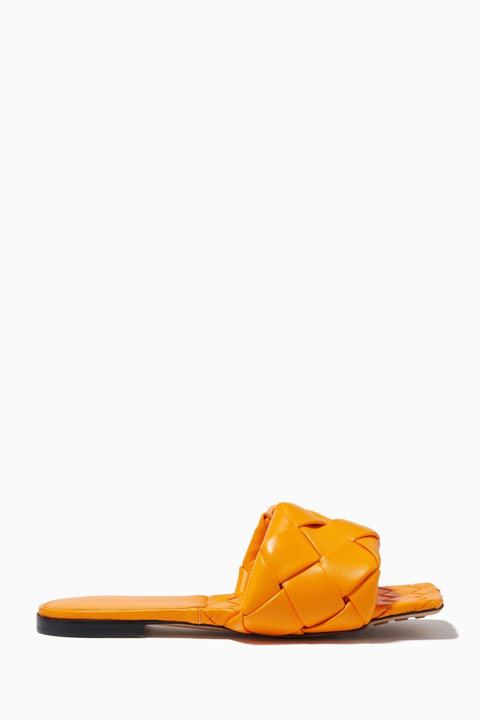 

Lido Flat Sandals in Quilted Intrecciato Nappa, Orange
