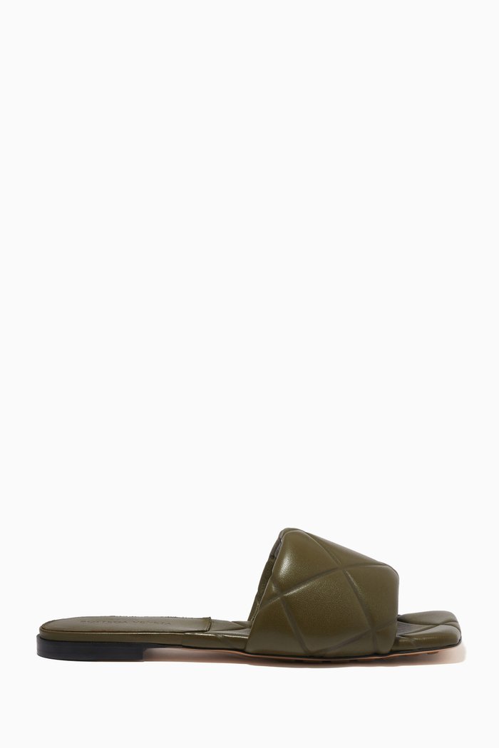 

Flat Sandals in Intreccio Leather, Brown