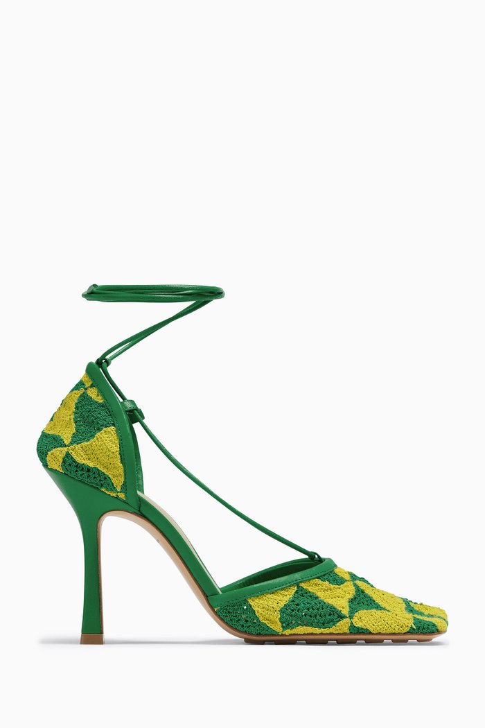 

Stretch Sandals in Crochet Knit, Green