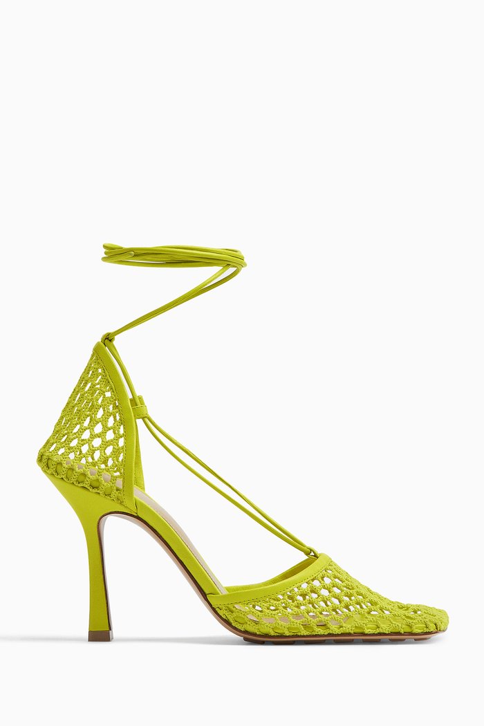 

Stretch Sandals in Mesh & Nappa, Green