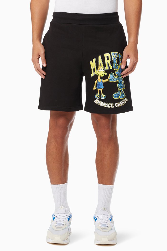 

Dark & Light Duck Sweatshorts in Cotton, Black