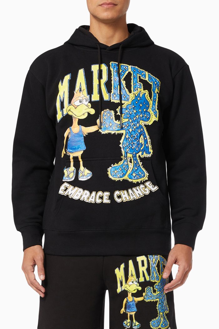 

Dark & Light Duck Hoodie in Cotton, Black