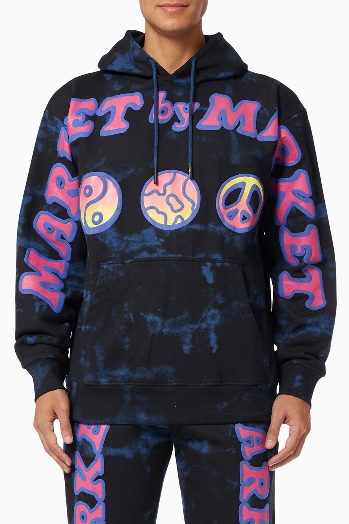 

Cali Peace Tie-Dye Hoodie in Cotton, Blue