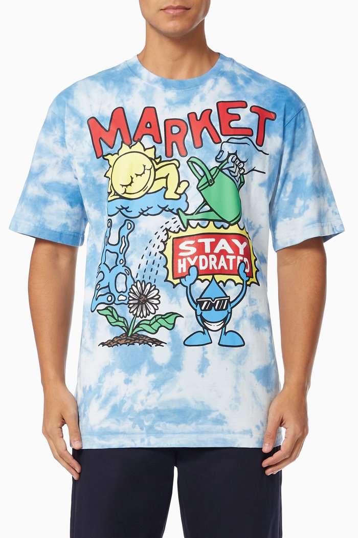

Stay Hydrated Tie-Dye T-Shirt in Cotton, Multicolour
