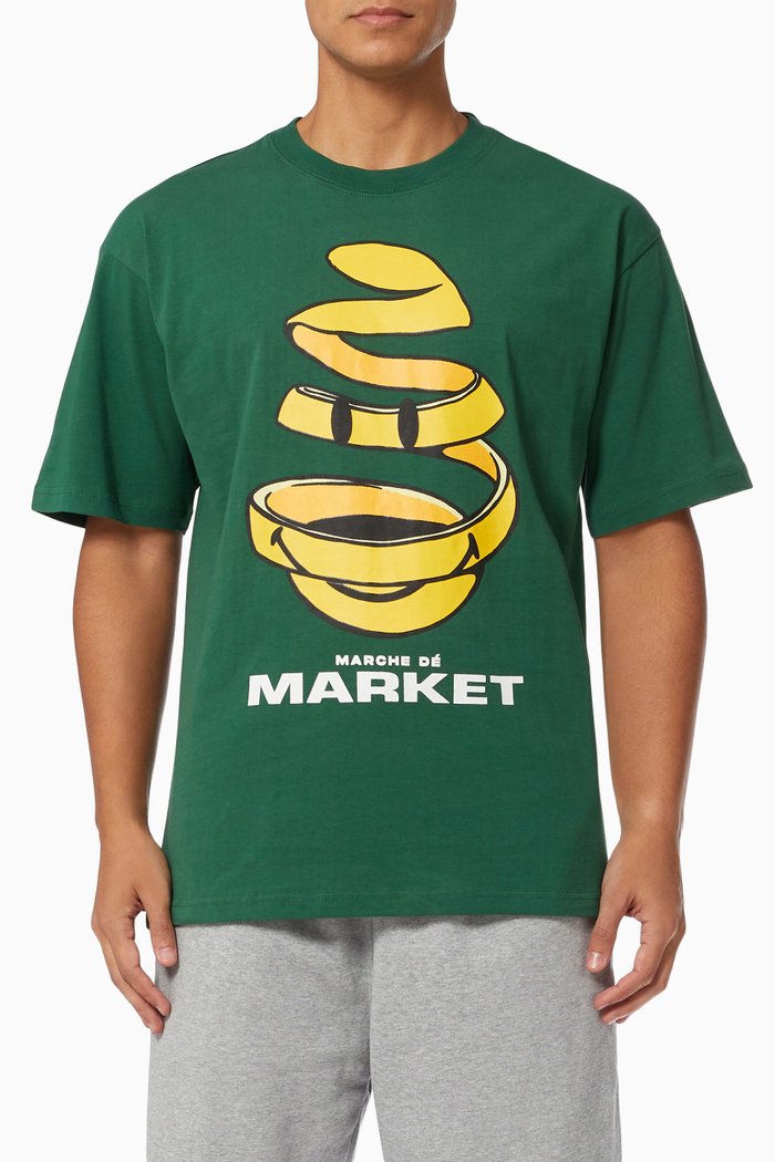

Smiley Marche De T-shirt in Cotton, Green