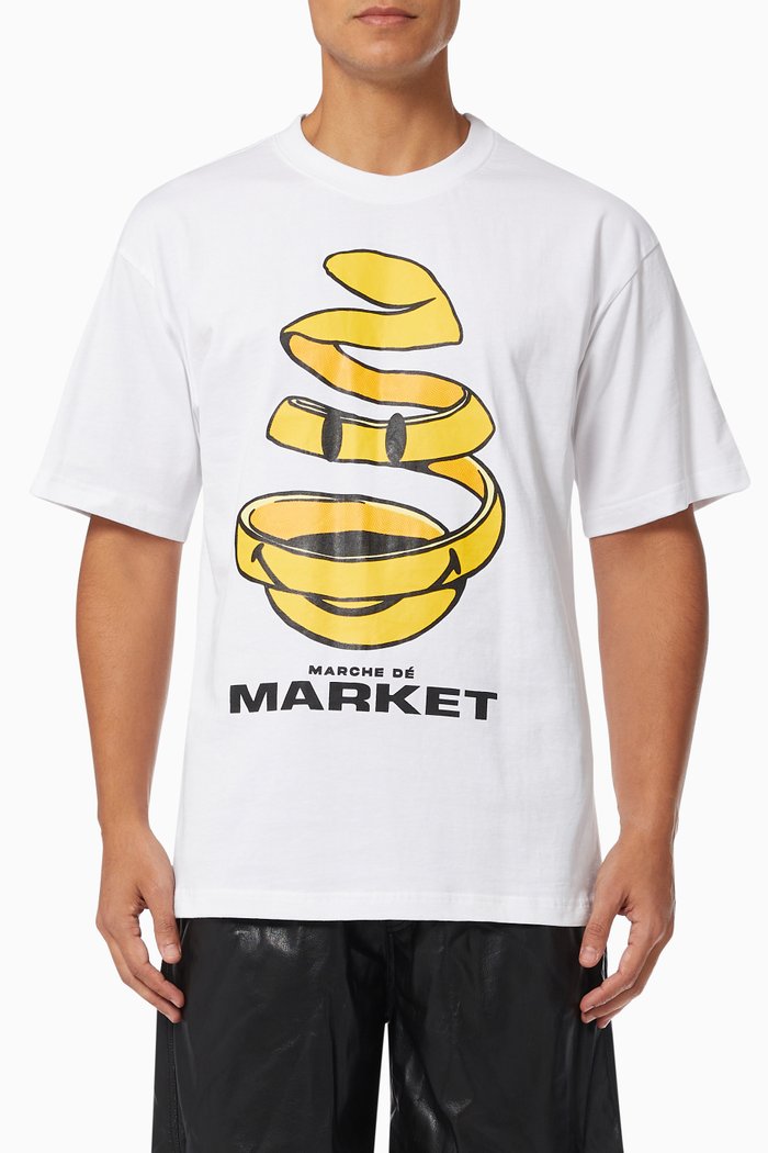 

Smiley Marche De T-shirt in Cotton, White
