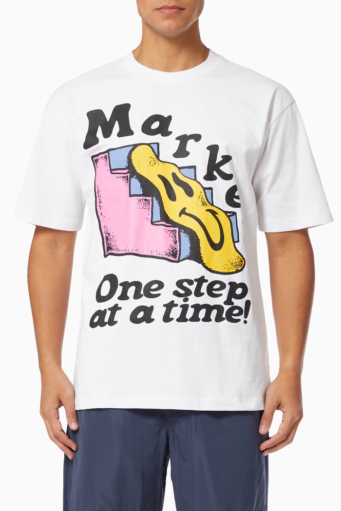 

Smiley One Step At A Time T-shirt in Cotton, White