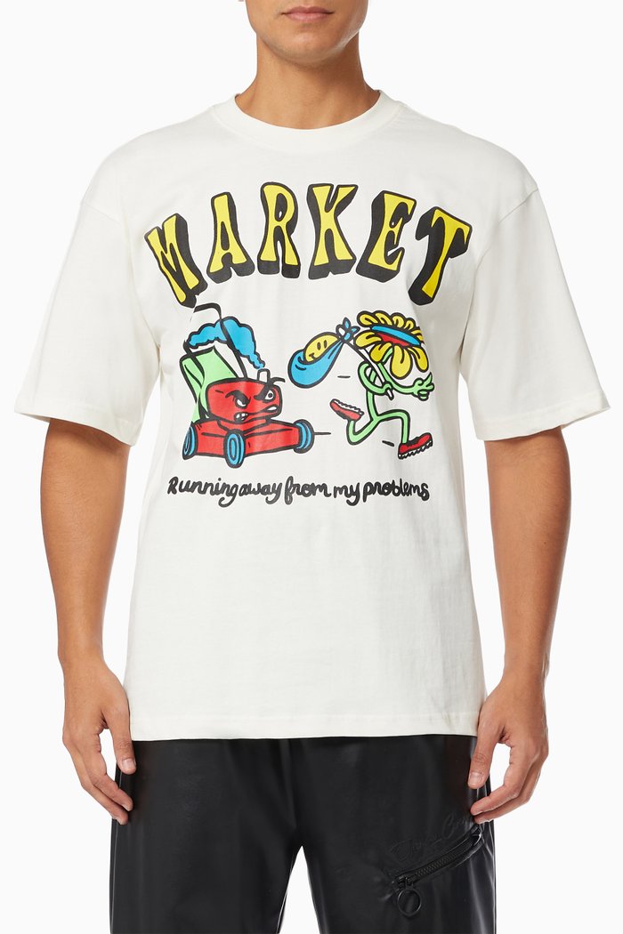 

Smiley Market Running Away T-Shirt in Cotton, Neutral