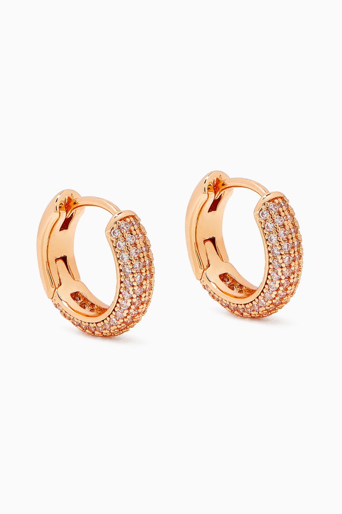 

Brilliant Statement Pavé Huggies in Metal, Rose gold