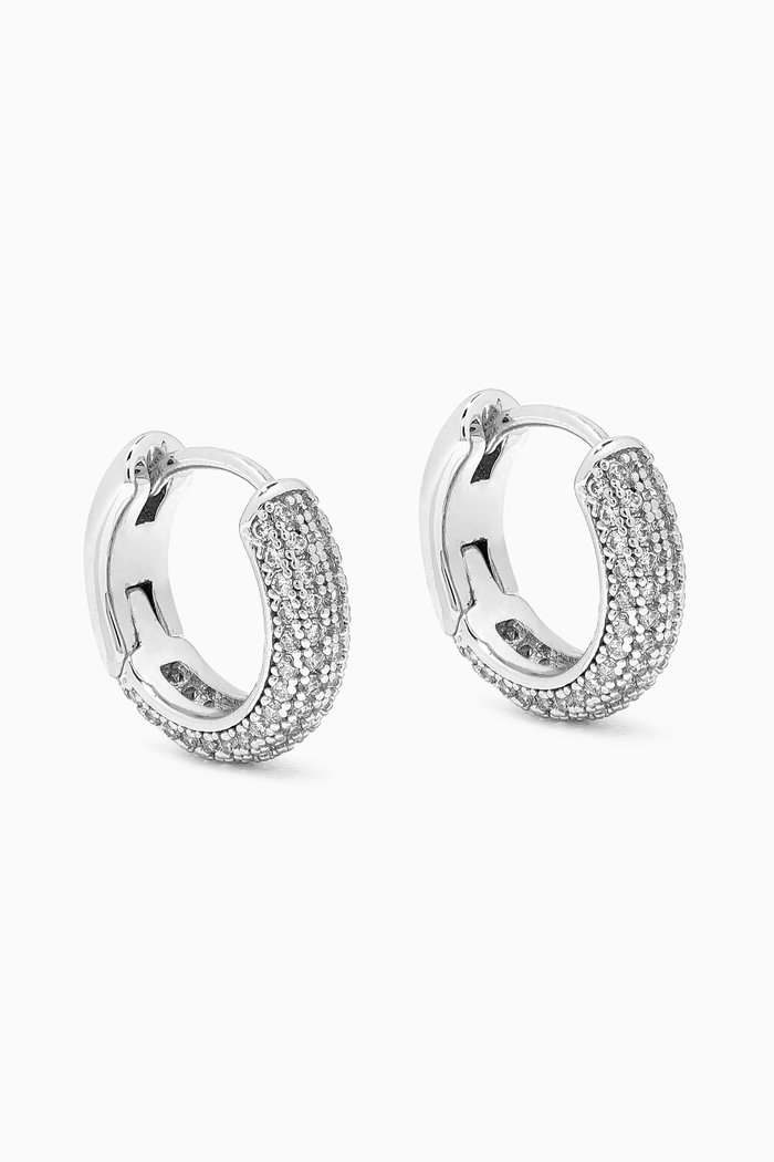 

Brilliant Statement Pavé Huggies in Metal, Silver