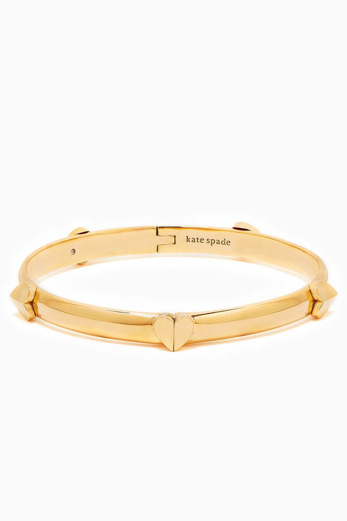 

Heartfelt Hinged Bangle in Plated Metal, Gold