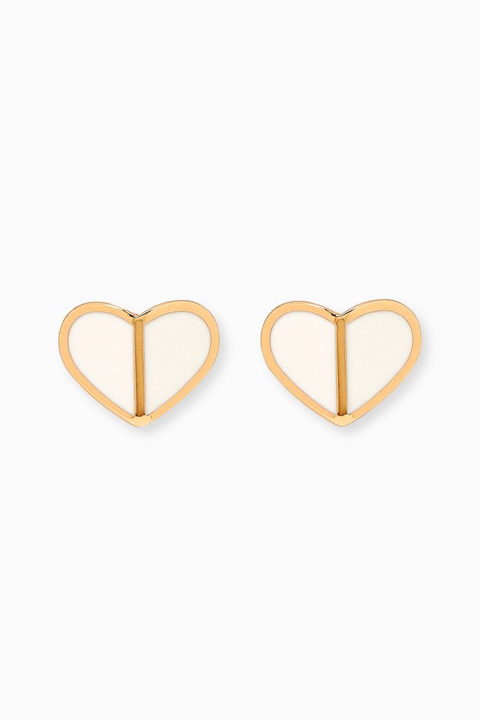 

Heritage Spade Heart Enamel Studs in Metal, White