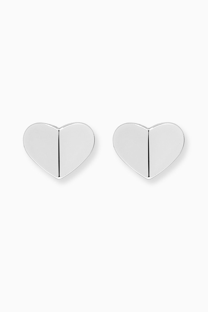 

Heritage Spade Heart Studs in Rhodium-Plated Metal, Silver