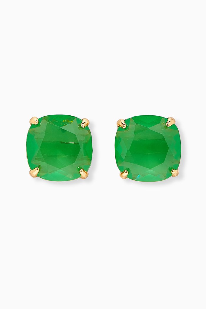 

KS Small Square Studs in 12kt Gold-Plated Metal, Green