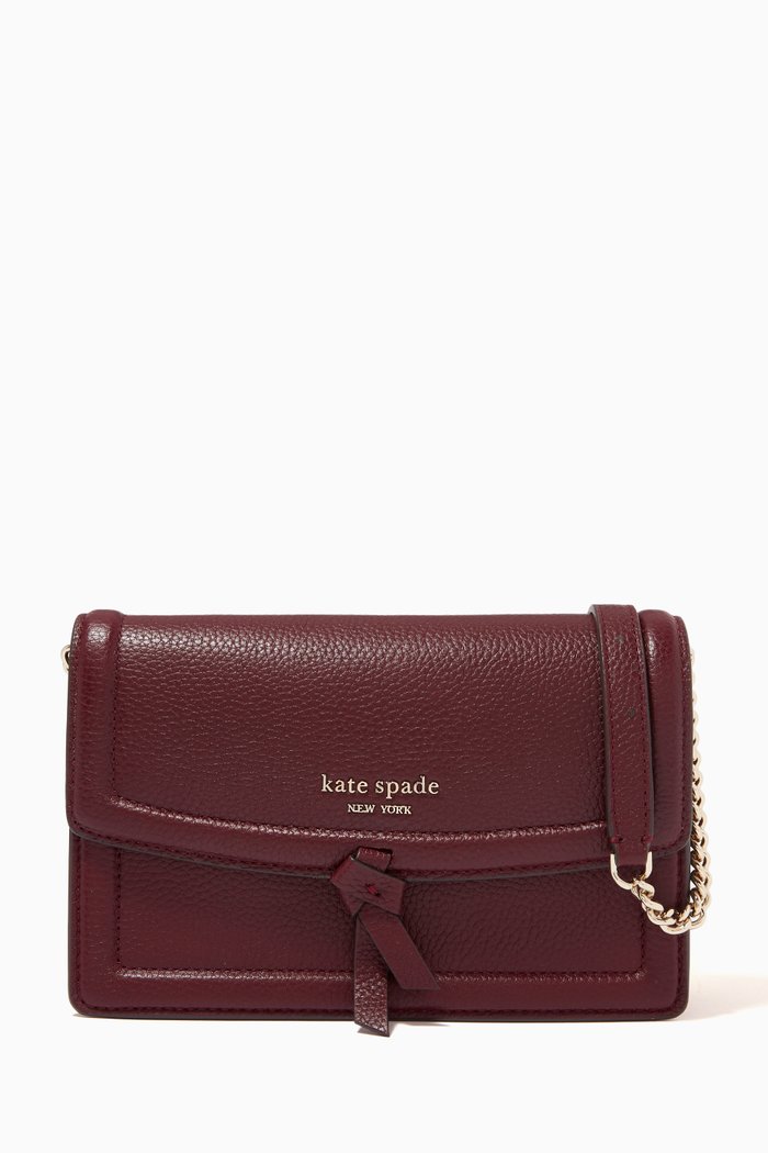 

Knot Crossbody Bag in Leather, Burgundy