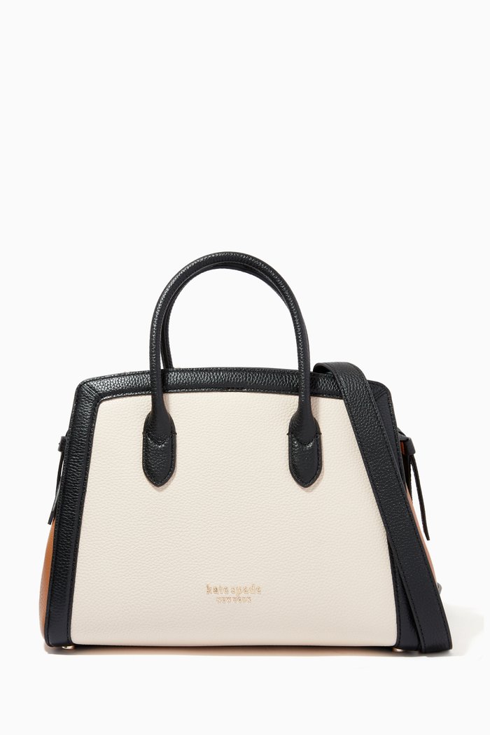 Knott Medium Colourblock Satchel Bag in Leather, Multicolour