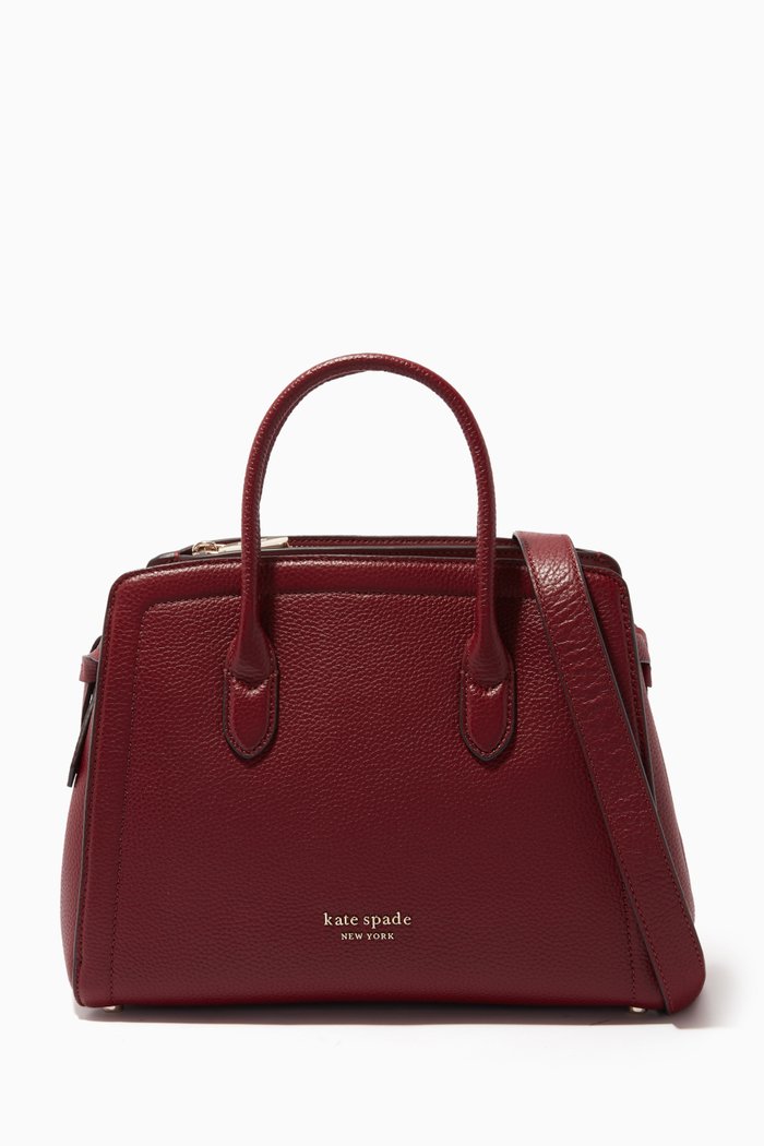 

Knott Medium Satchel Bag in Leather, Red