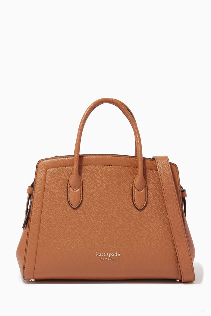 

Knott Medium Satchel Bag in Leather, Brown