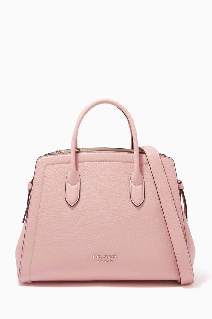 

Knott Medium Satchel Bag in Leather, Pink